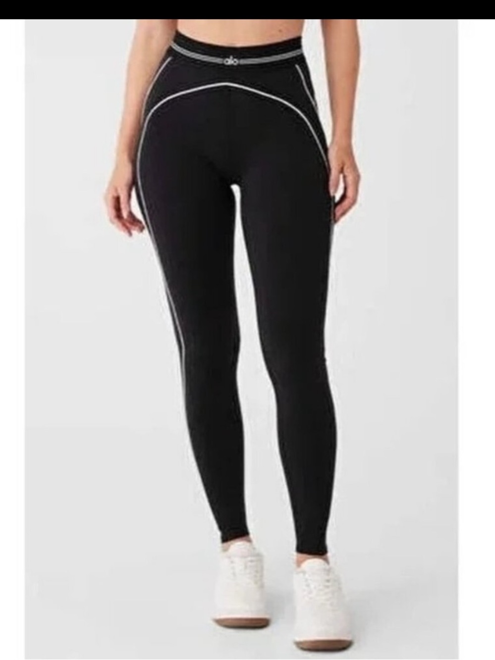 ALO Yoga Black High-Rise Leggings with Contrast Trim